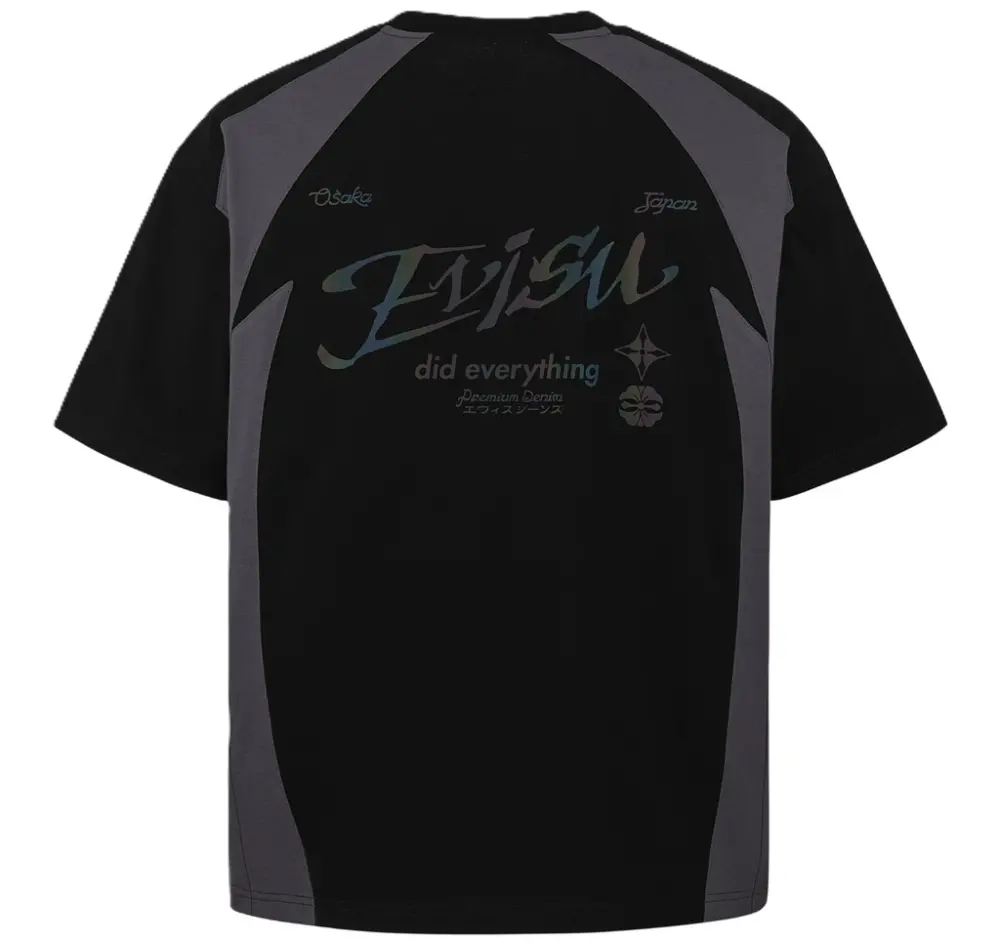 Áo Evisu Panel Blocking With Colorful Logo ‘Black’ 2ESHTM5TS1171LFCT