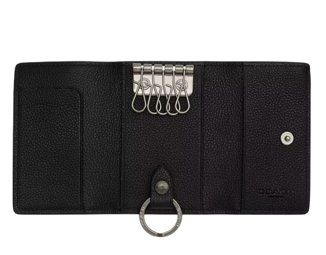 Alternative view of Ví Coach Smooth Leather Key Pouch ‘Black’ CX142-QBBK