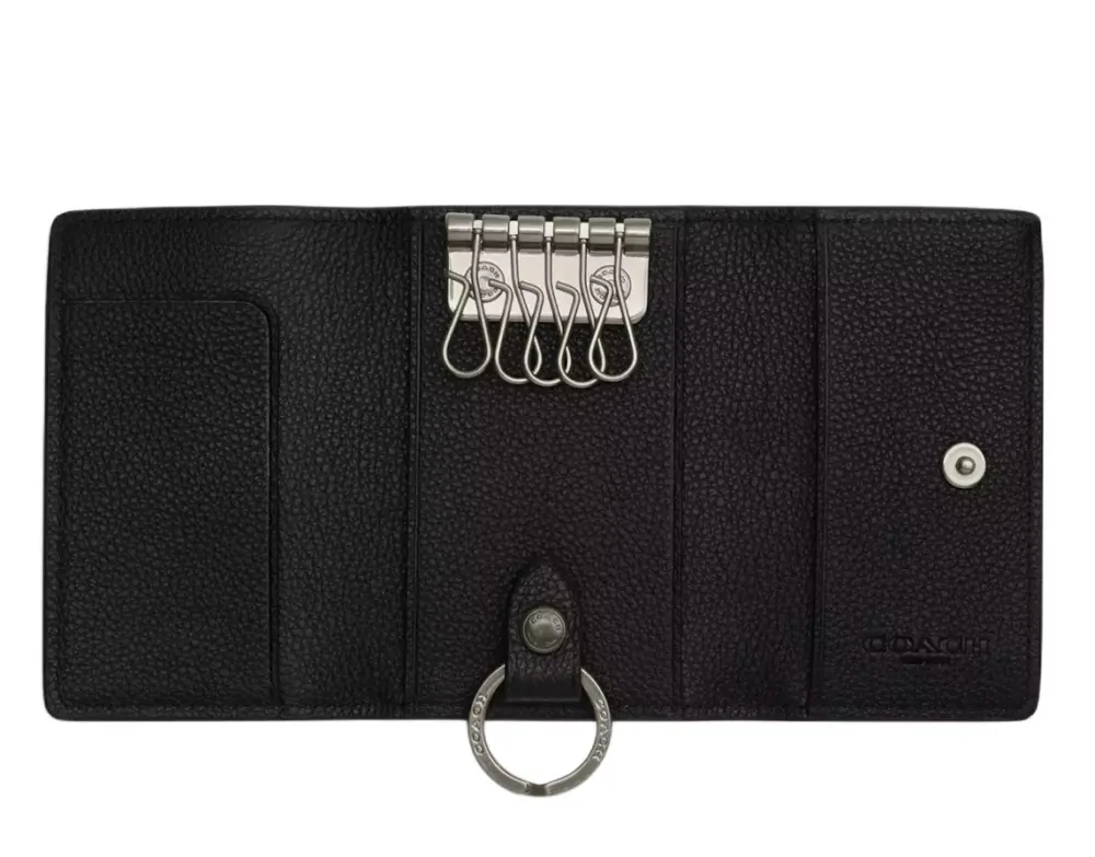 Alternative view of Ví Coach Smooth Leather Key Pouch ‘Black’ CX142-QBBK