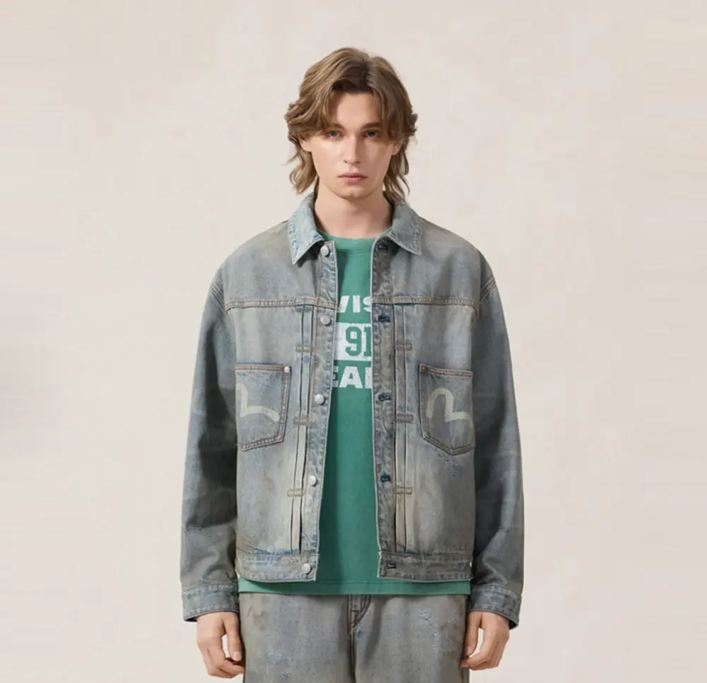 Áo Evisu Washed Seagull Denim Jacket 'Indigo' 2ESEJM6DJ6099RXDN - Ảnh 5