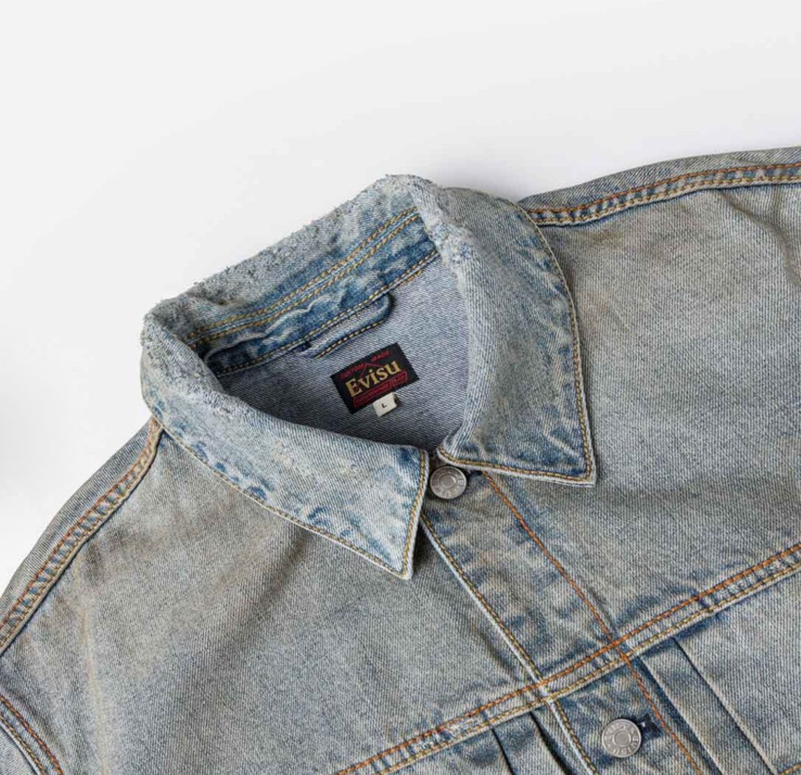 Alternative view of Áo Evisu Washed Seagull Denim Jacket 'Indigo' 2ESEJM6DJ6099RXDN
