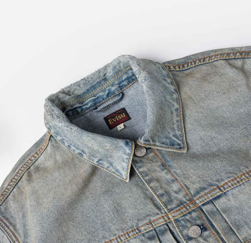 Alternative view of Áo Evisu Washed Seagull Denim Jacket 'Indigo' 2ESEJM6DJ6099RXDN