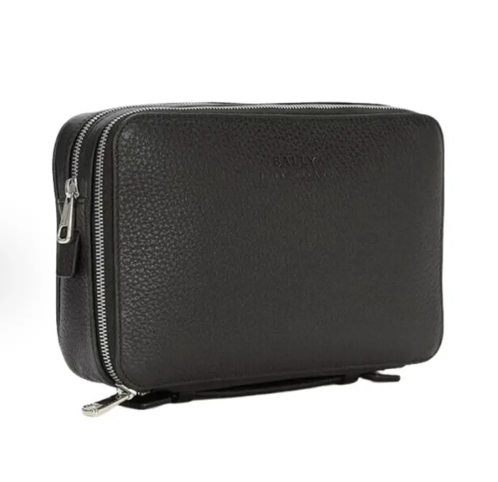 Túi Bally Leather Pouch 'Black' 6182404 - Ảnh 5