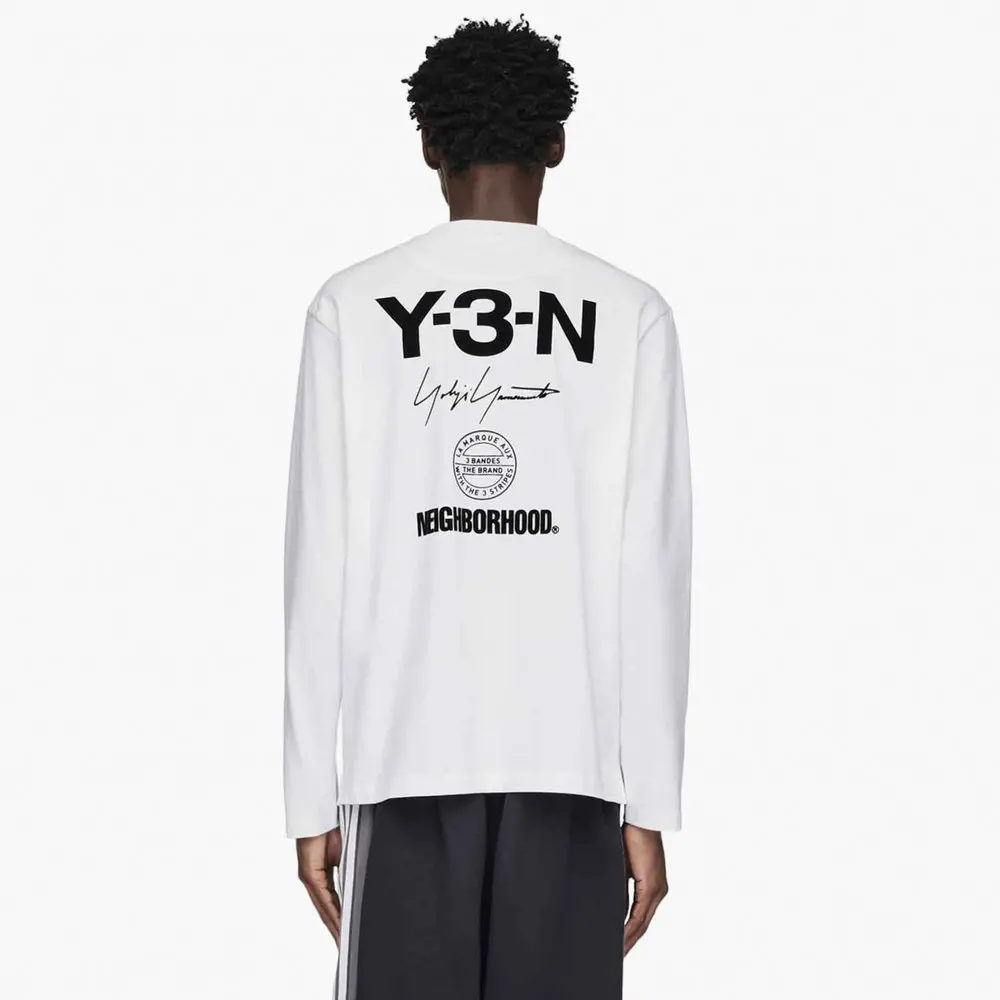 Áo Adidas Y-3 NBHD Logo Longsleeve Shirt 'White' JX7455 - Ảnh 3