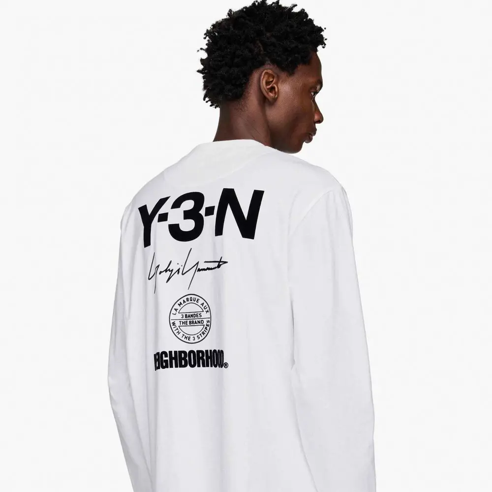 Áo Adidas Y-3 NBHD Logo Longsleeve Shirt 'White' JX7455 - Ảnh 4