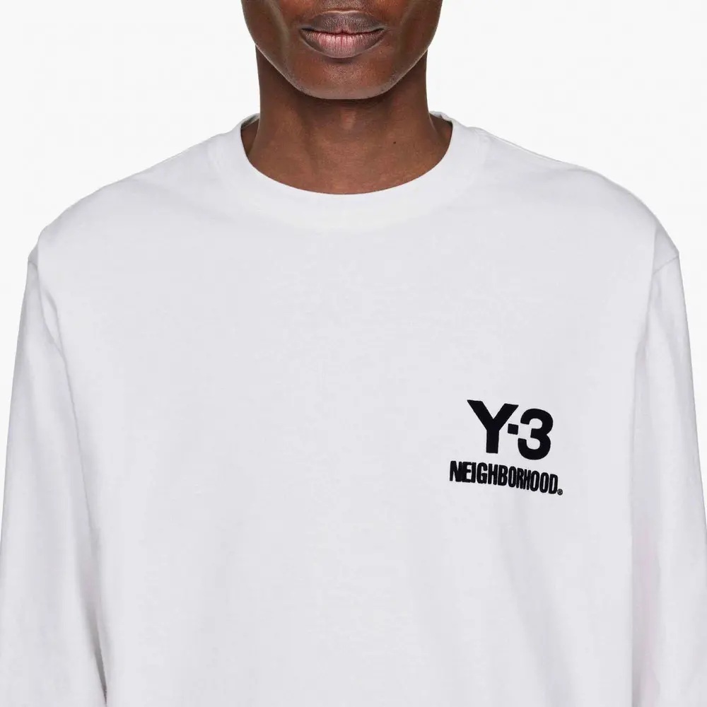 Áo Adidas Y-3 NBHD Logo Longsleeve Shirt 'White' JX7455 - Ảnh 5