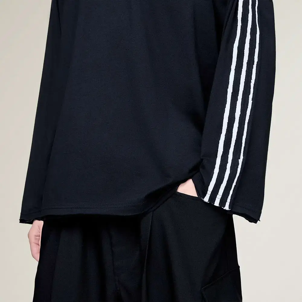 Alternative view of Áo Adidas Y-3 Raw Edge 3 Stripes Long Sleeve Tee 'Black' KQ9795