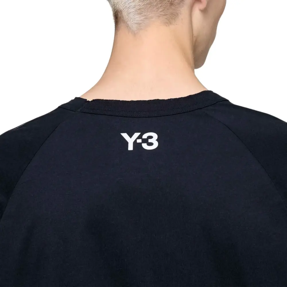 Áo Adidas Y-3 Raw Edge 3 Stripes Long Sleeve Tee 'Black' KQ9795 - Ảnh 4