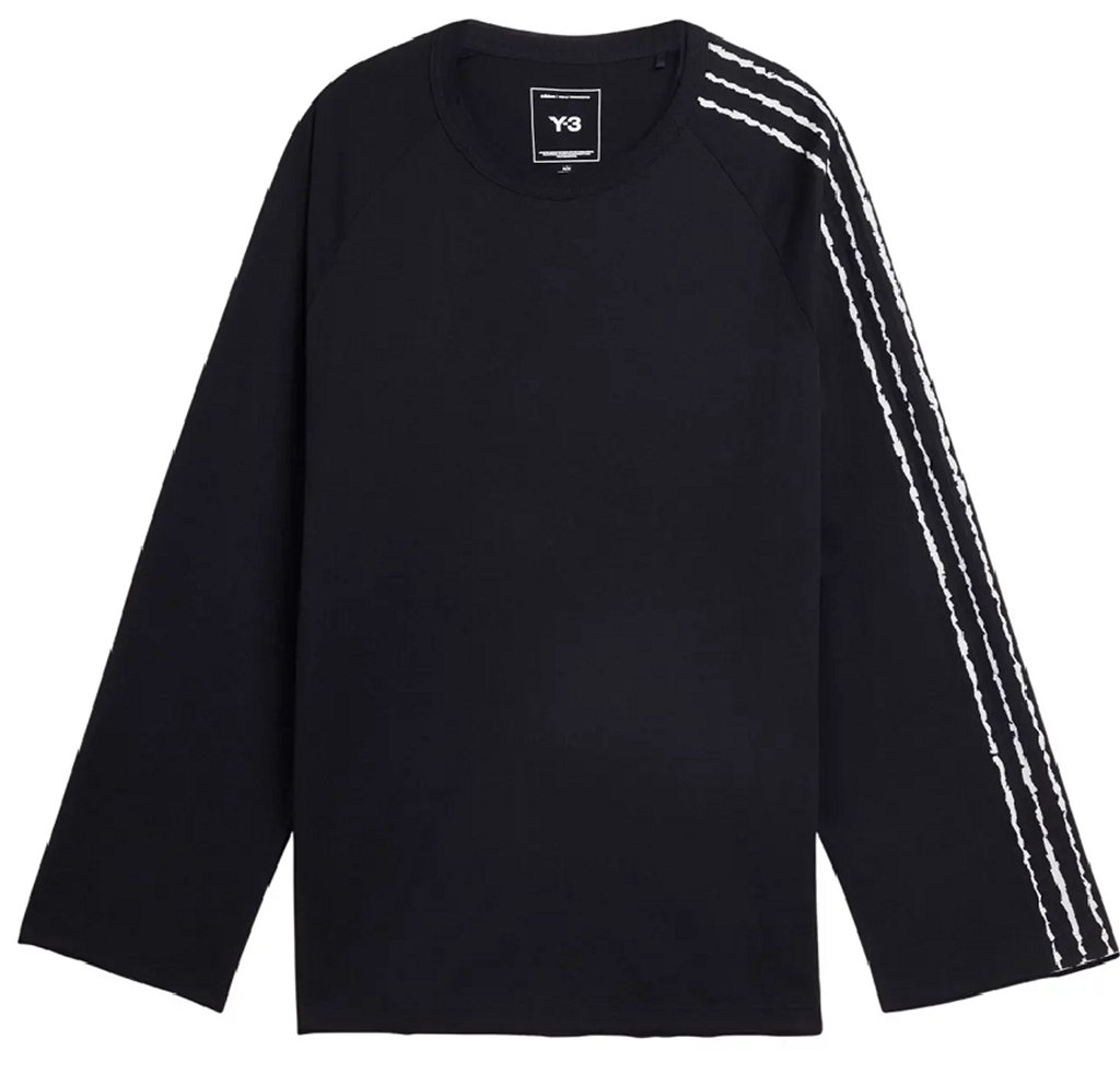 Áo Adidas Y-3 Raw Edge 3 Stripes Long Sleeve Tee 'Black' KQ9795