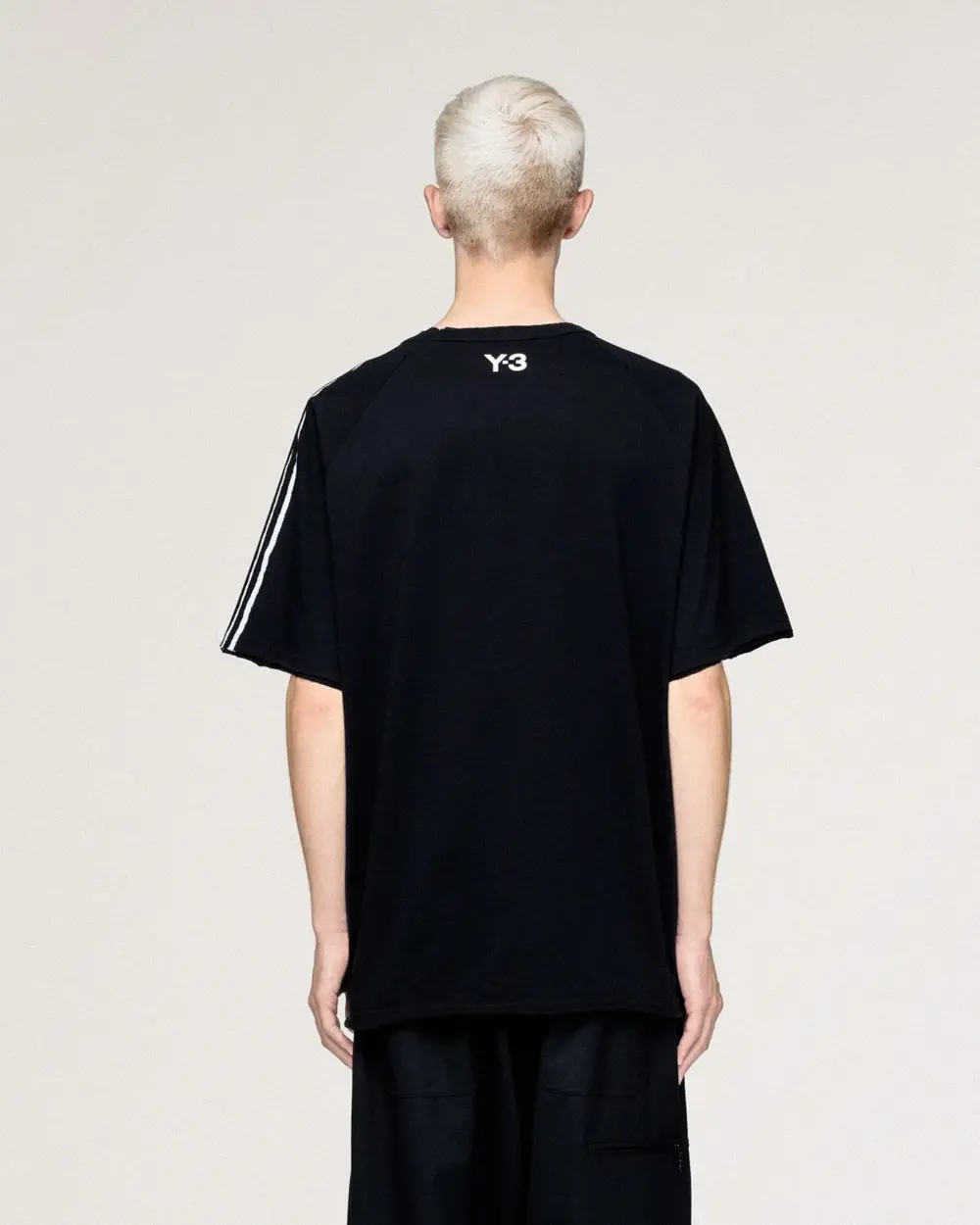 Áo Adidas Y-3 Raw Edge 3 Stripes Short Sleeve Tee 'Black' KQ9793 - Ảnh 4