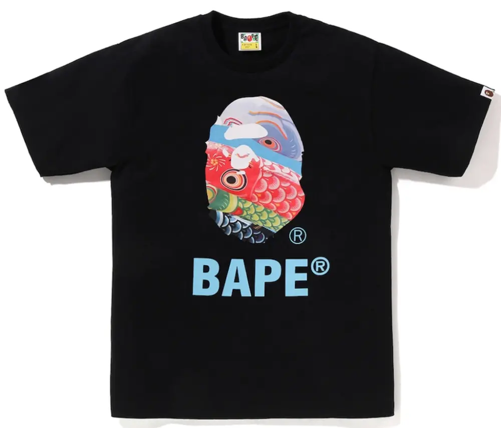Áo Bape Carp Streamer Photo Ape Head Tee 'Black' 0ZXTEMX01510Q