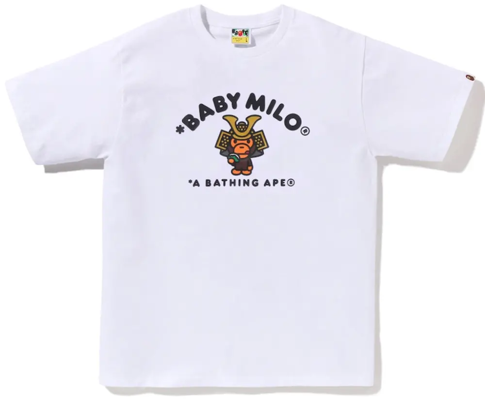 Áo Bape Kabuto Baby Milo College Tee 'White' 0ZXTEM00710SQ