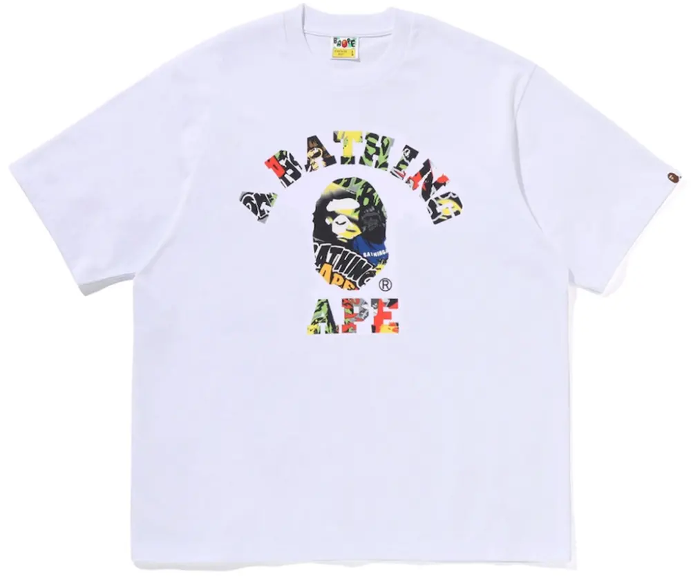 Áo Bape Logo College Relaxed Fit Tee 'White' 0ZXTEM342101Q