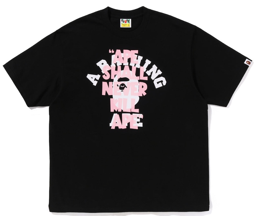 Áo Bape Shall Never Kill Ape College Fit Tee 'Black' 0ZXTEM343101Q