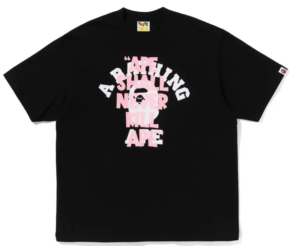 Áo Bape Shall Never Kill Ape College Fit Tee 'Black' 0ZXTEM343101Q