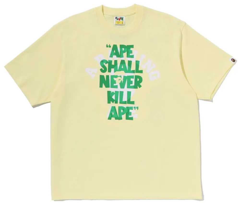 Áo Bape Shall Never Kill Ape College Fit Tee 'Yellow' 0ZXTEM343101Q
