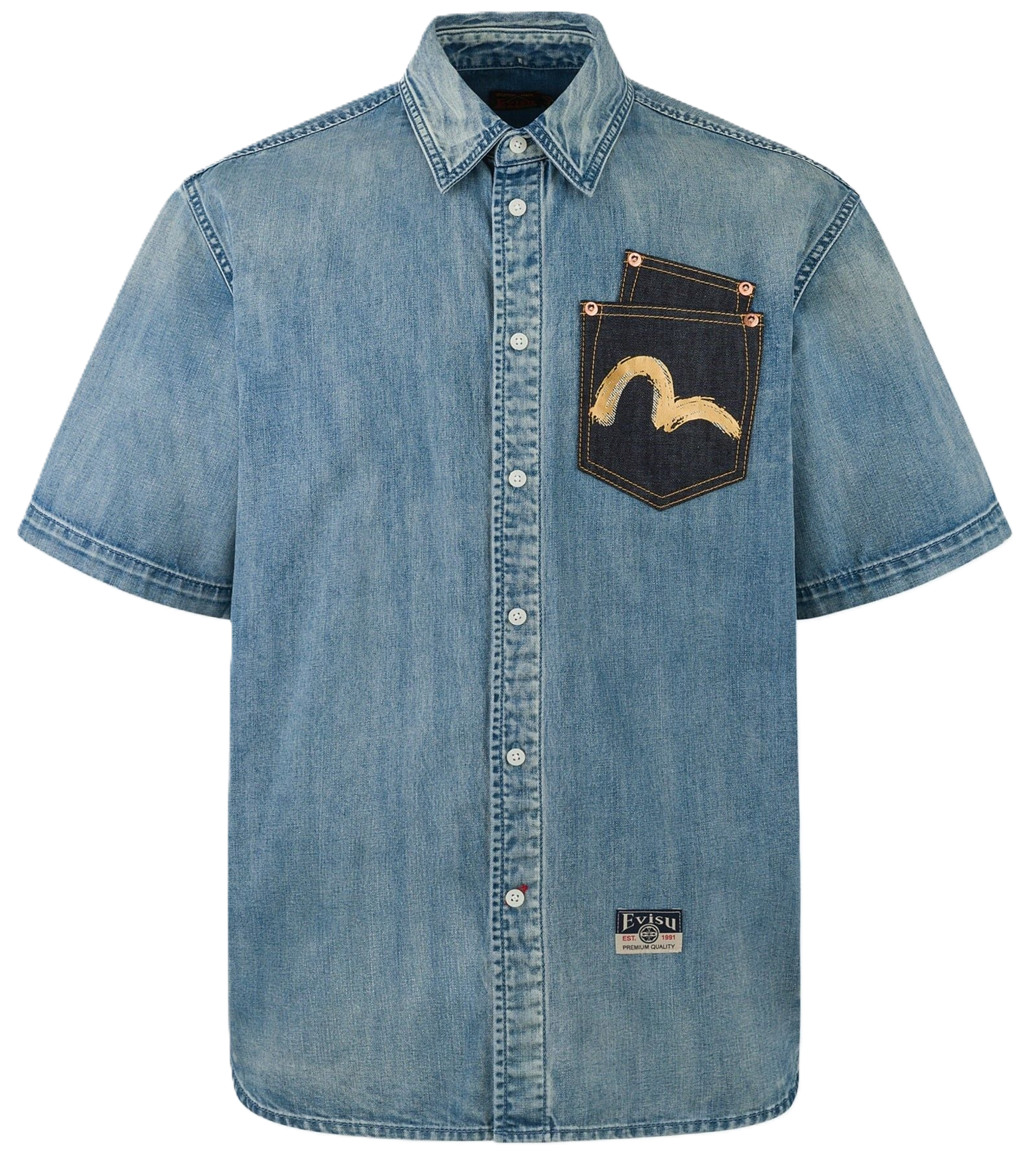 Áo Evisu Artistic Brush Daicock Print 'Indigo' 2ESHTM5DI1199RXDN