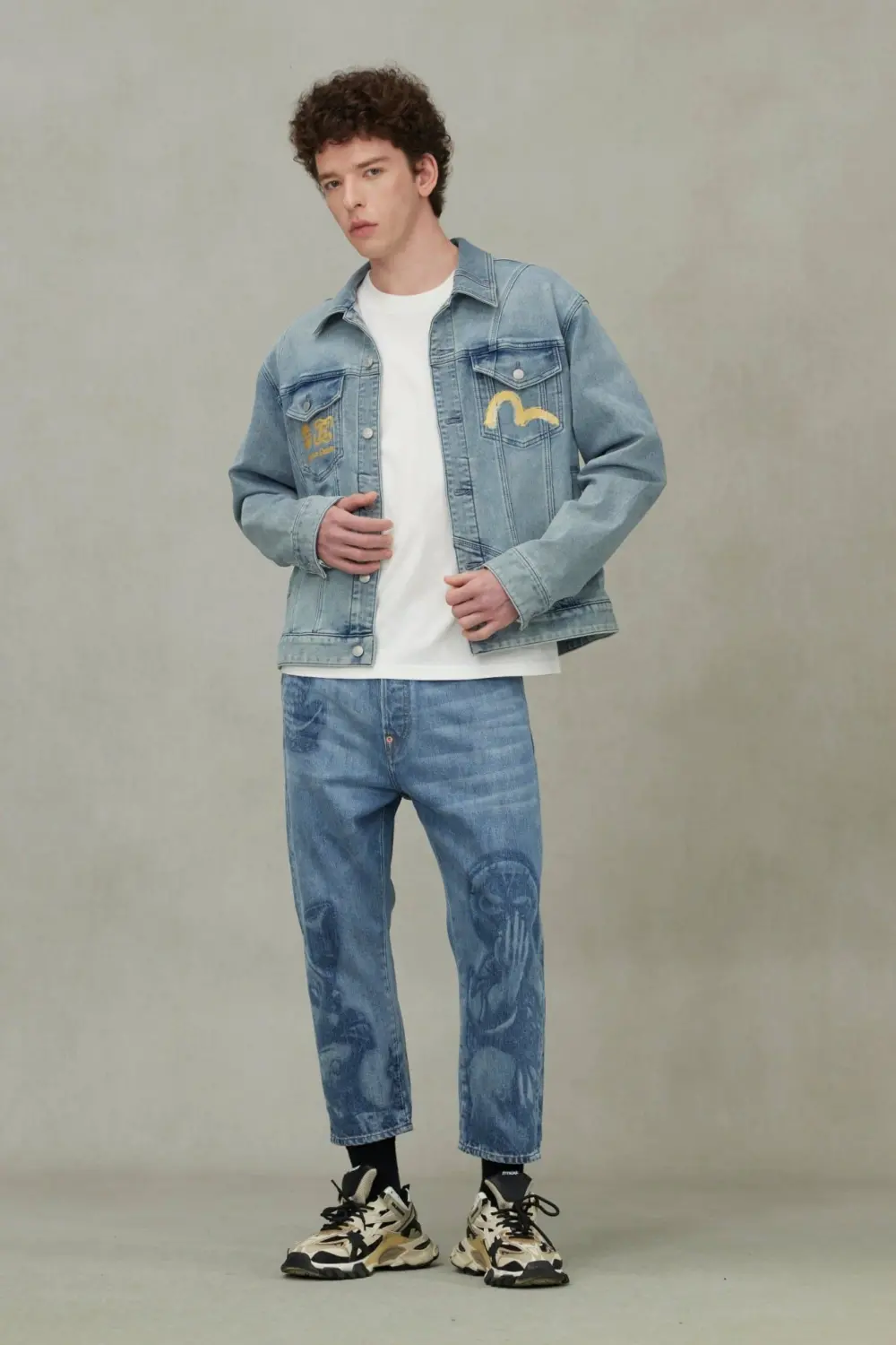 Áo Evisu Artistic Brush Daicock Print 'Indigo' 2ESHTM5DJ1162RXDN - Ảnh 3