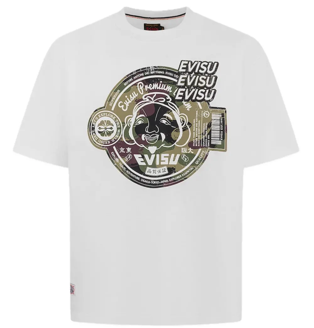 Áo Evisu Camouflage Godhead Print T-shirt 'White' 2ESHTM5TS7016RXCT