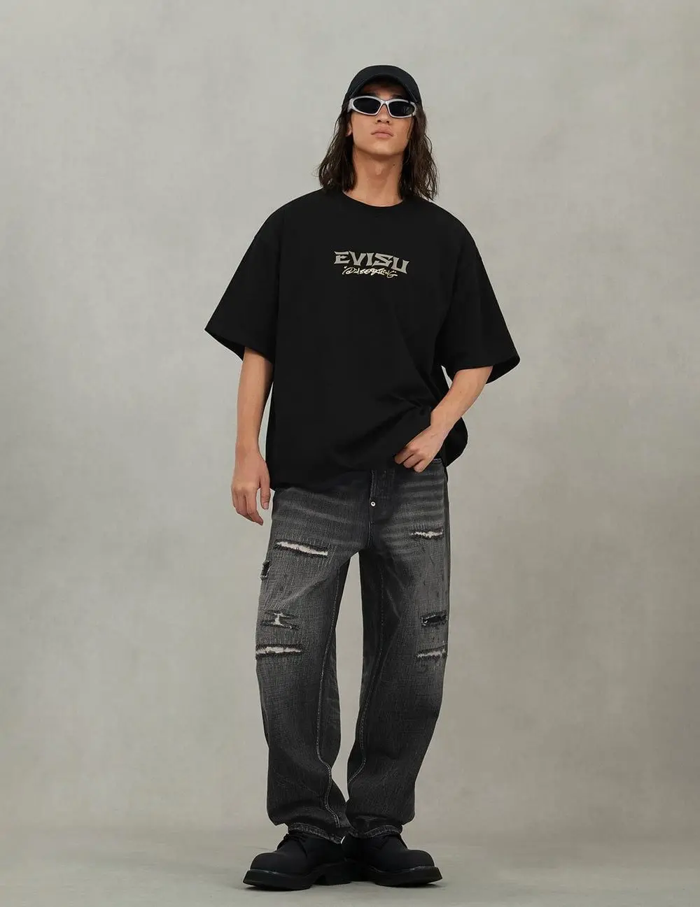 Áo Evisu Crane Logo Print Loose Fit T-shirt 'Black' 2EAHTM5TS1163LFCT - Ảnh 5