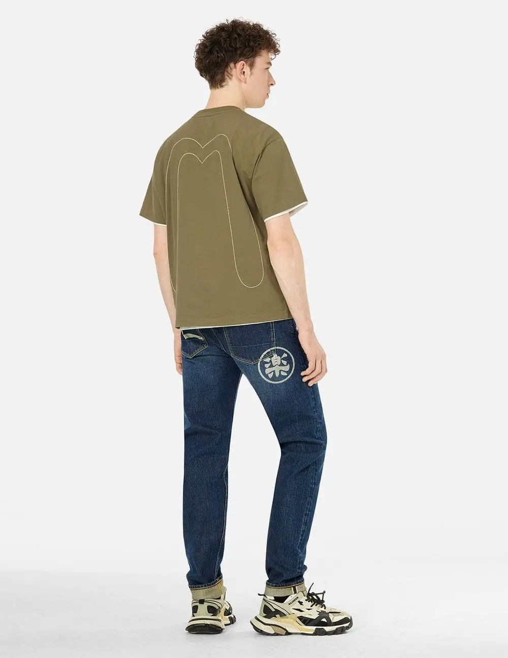 Áo Evisu Daicock Stitched Embroidery T-shirt 'Khaki' 2ESHTM5TS7024RXCT - Ảnh 4