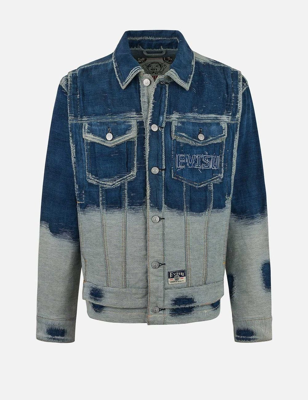 Alternative view of Áo Evisu Distressed Logo Seagull Jacket 'Indigo' 2ESHTM5DJ1040RXDN