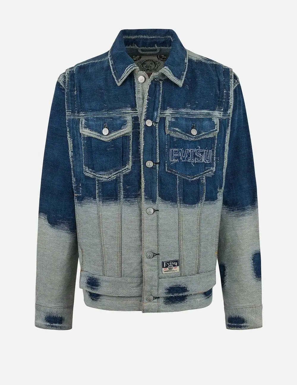 Alternative view of Áo Evisu Distressed Logo Seagull Jacket 'Indigo' 2ESHTM5DJ1040RXDN