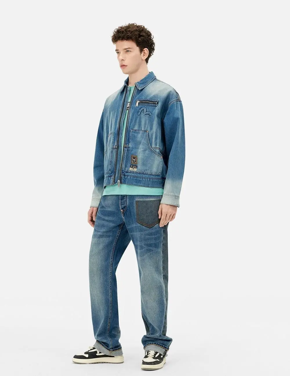 Áo Evisu Emboss Kamon Denim Jacket 'Indigo' 2ESHTM5DJ1038RXDN - Ảnh 3