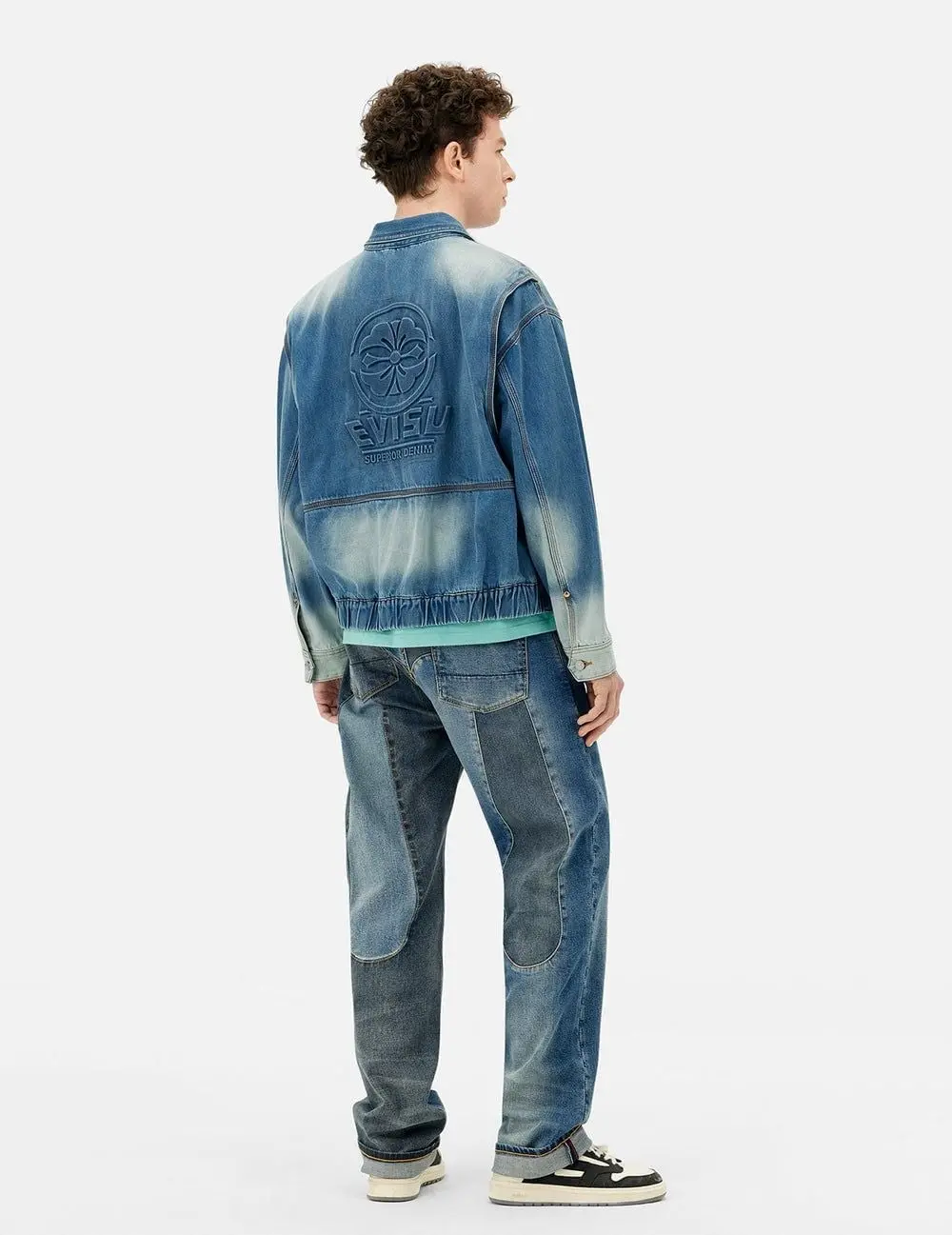 Áo Evisu Emboss Kamon Denim Jacket 'Indigo' 2ESHTM5DJ1038RXDN - Ảnh 4