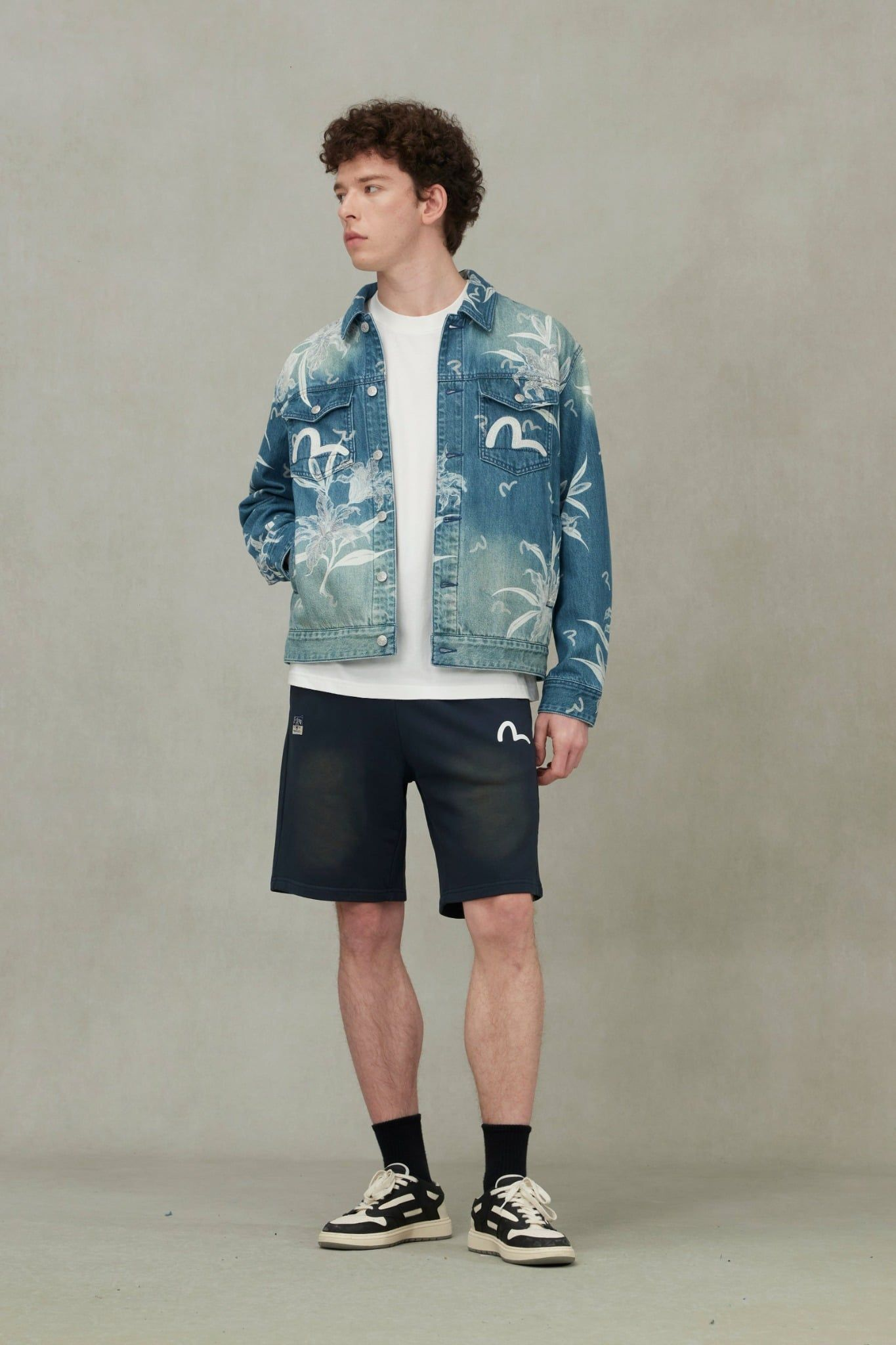 Alternative view of Áo Evisu Floral and Seagull Jacket 'Denim'
