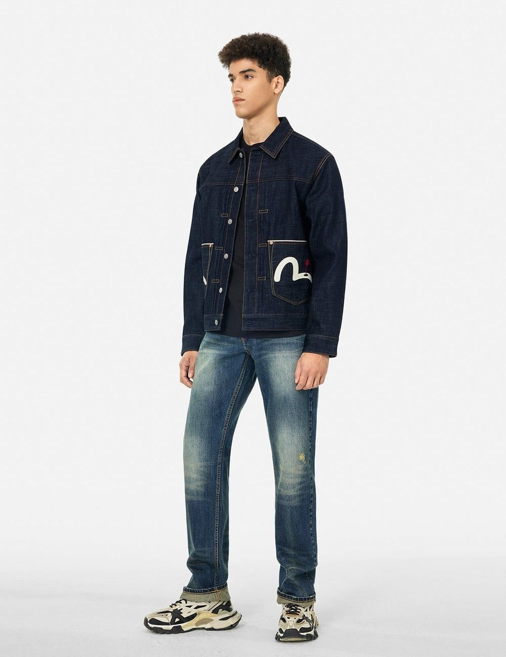 Áo Evisu Godhead Golfing Print Jacket 'Indigo' 2ESHTM5DJ1047XXDN - Ảnh 4