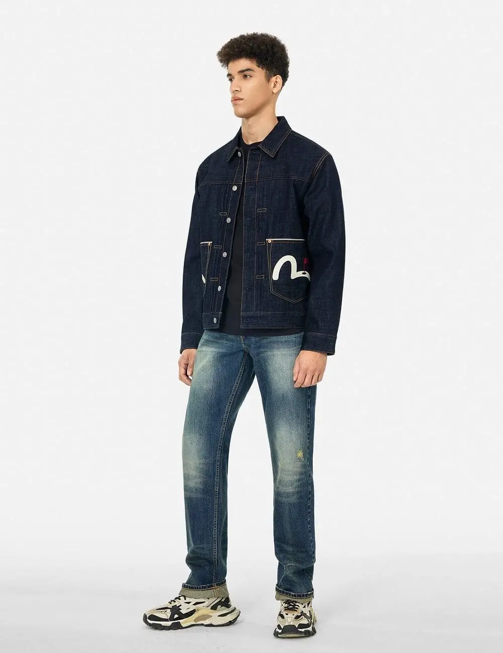 Áo Evisu Godhead Golfing Print Jacket 'Indigo' 2ESHTM5DJ1047XXDN - Ảnh 4