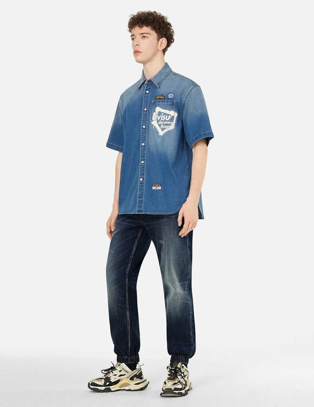 Áo Evisu Graffiti Daicock Print Shirt 'Indigo' 2ESHTM5DI1133RXDN - Ảnh 3