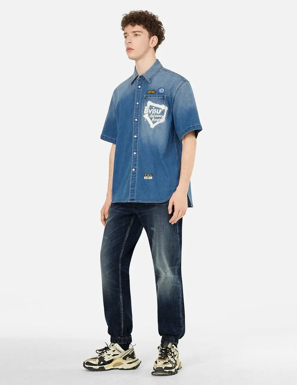 Áo Evisu Graffiti Daicock Print Shirt 'Indigo' 2ESHTM5DI1133RXDN - Ảnh 3