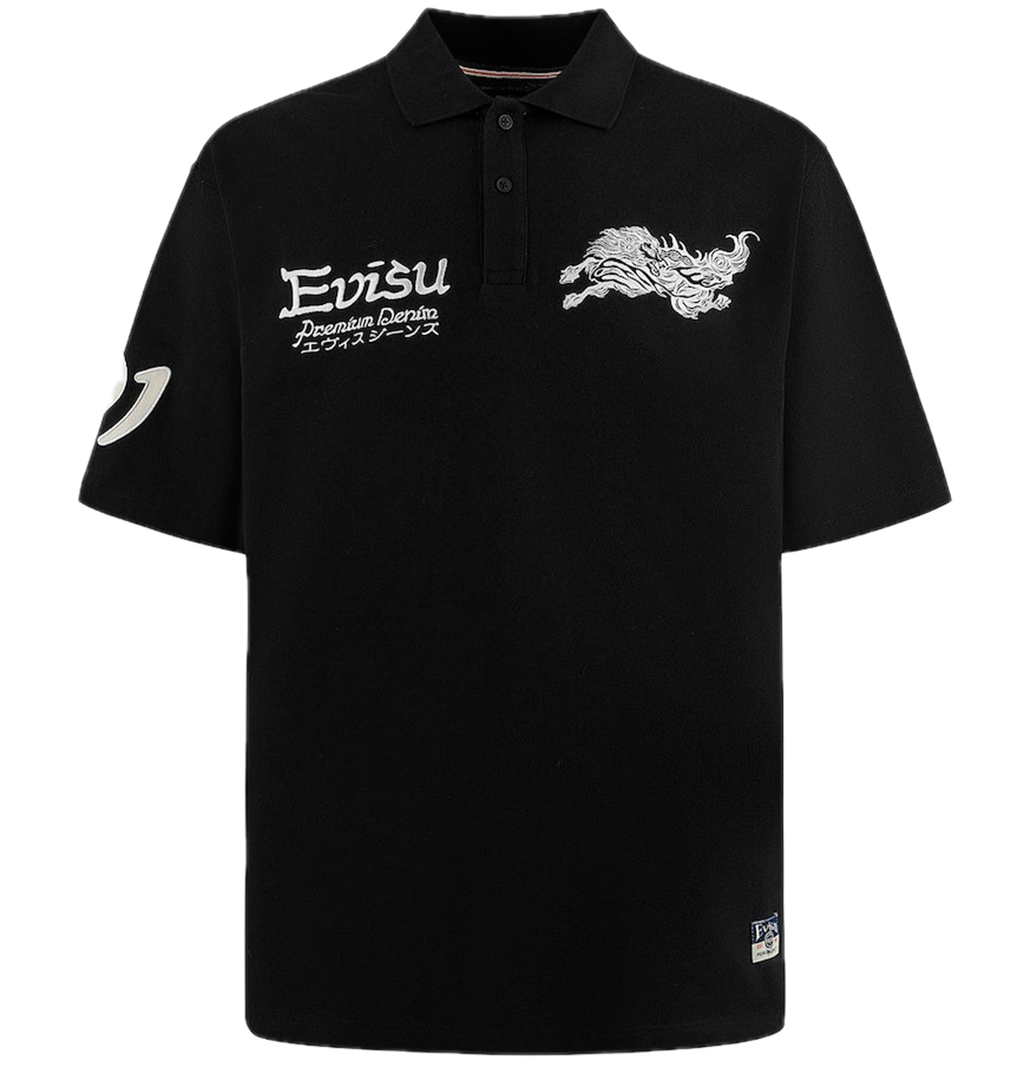 Áo Evisu Hakutaku and Logo Embroidery Polo 'Black' 2ESHTM5PS1219OSCT