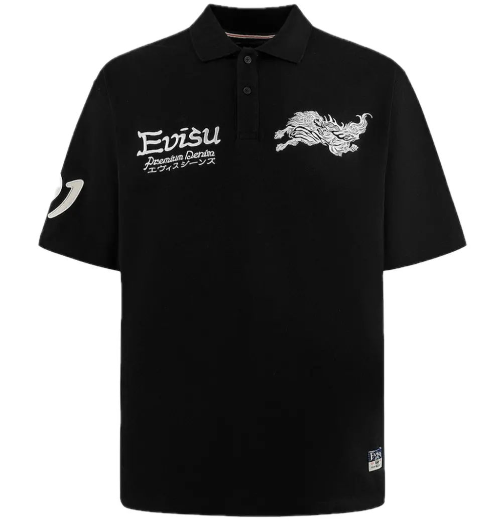 Áo Evisu Hakutaku and Logo Embroidery Polo 'Black' 2ESHTM5PS1219OSCT