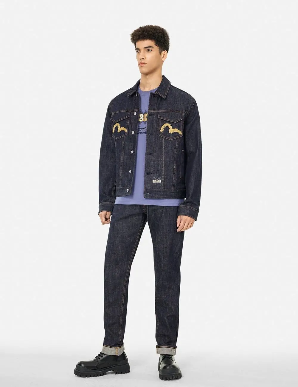 Áo Evisu Hakutaku Embroidery Jacket 'Indigo' 2ESHTM5DJ1033RXDN - Ảnh 4
