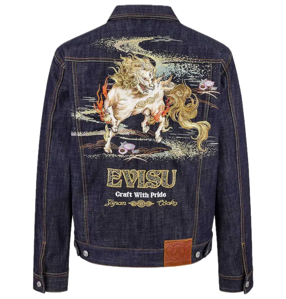 Áo Evisu Hakutaku Embroidery Jacket 'Indigo' 2ESHTM5DJ1033RXDN