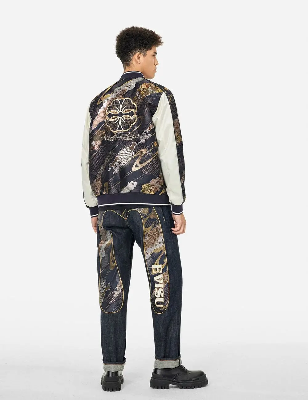 Áo Evisu Kamon Brocade Appliqué 'Navy' 2ESHTM5JK1051XXSN - Ảnh 4