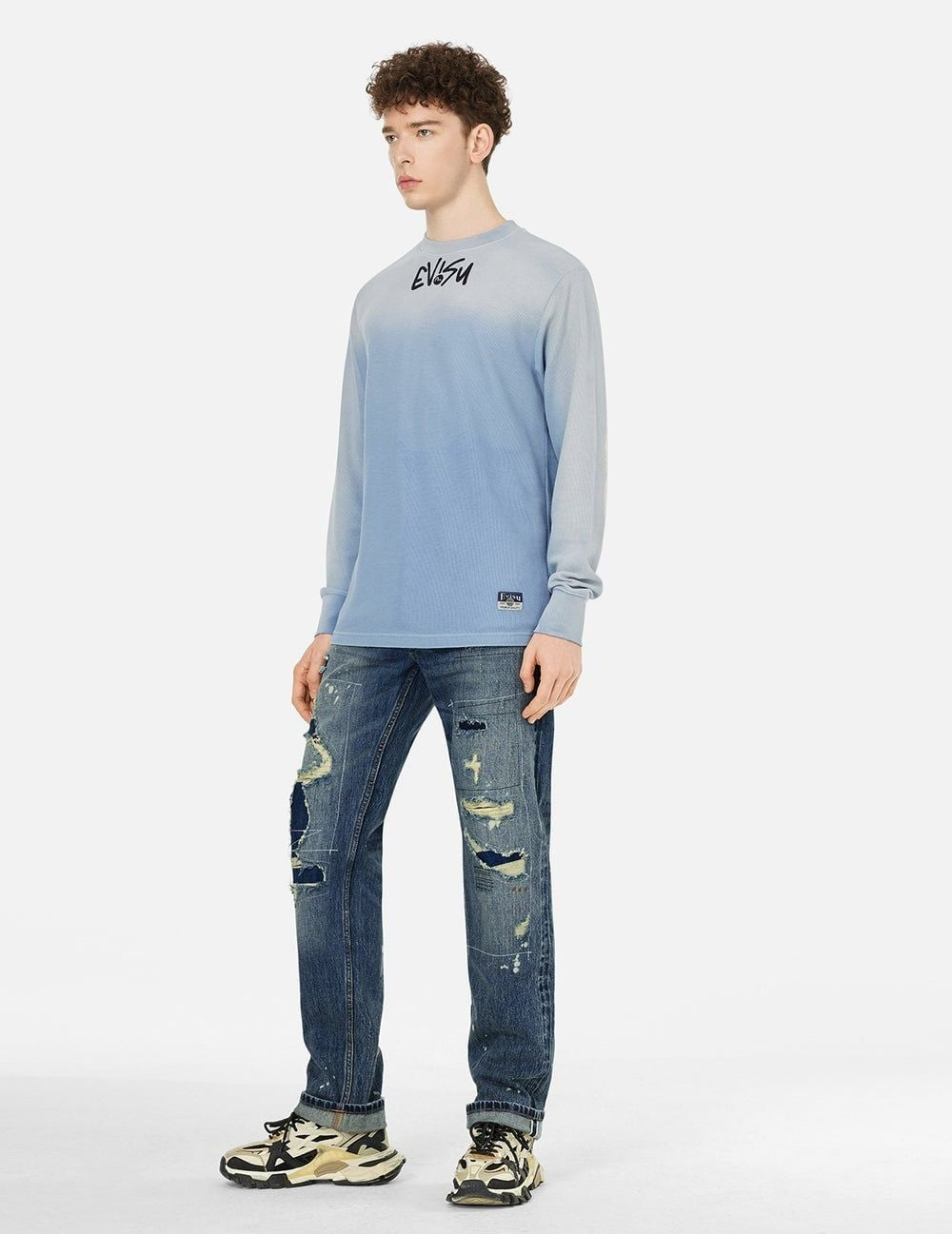 Áo Evisu Logo and Daicock Print 'Blue' 2ESHTM5TL1095RXCT - Ảnh 3