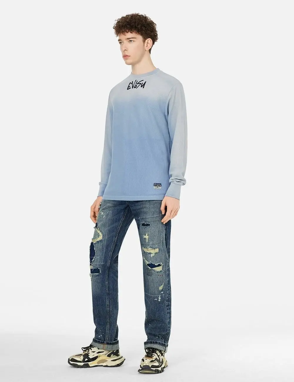 Áo Evisu Logo and Daicock Print 'Blue' 2ESHTM5TL1095RXCT - Ảnh 3