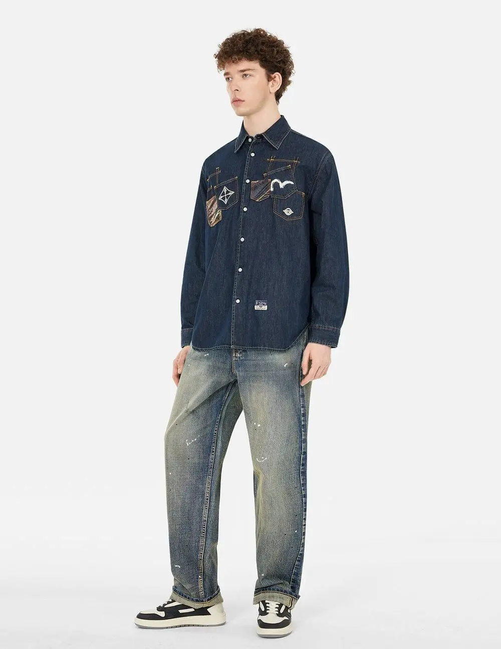 Áo Evisu Multi-Pocket Brocade 'Indigo' 2ESHTM5DL1067RXDN - Ảnh 4