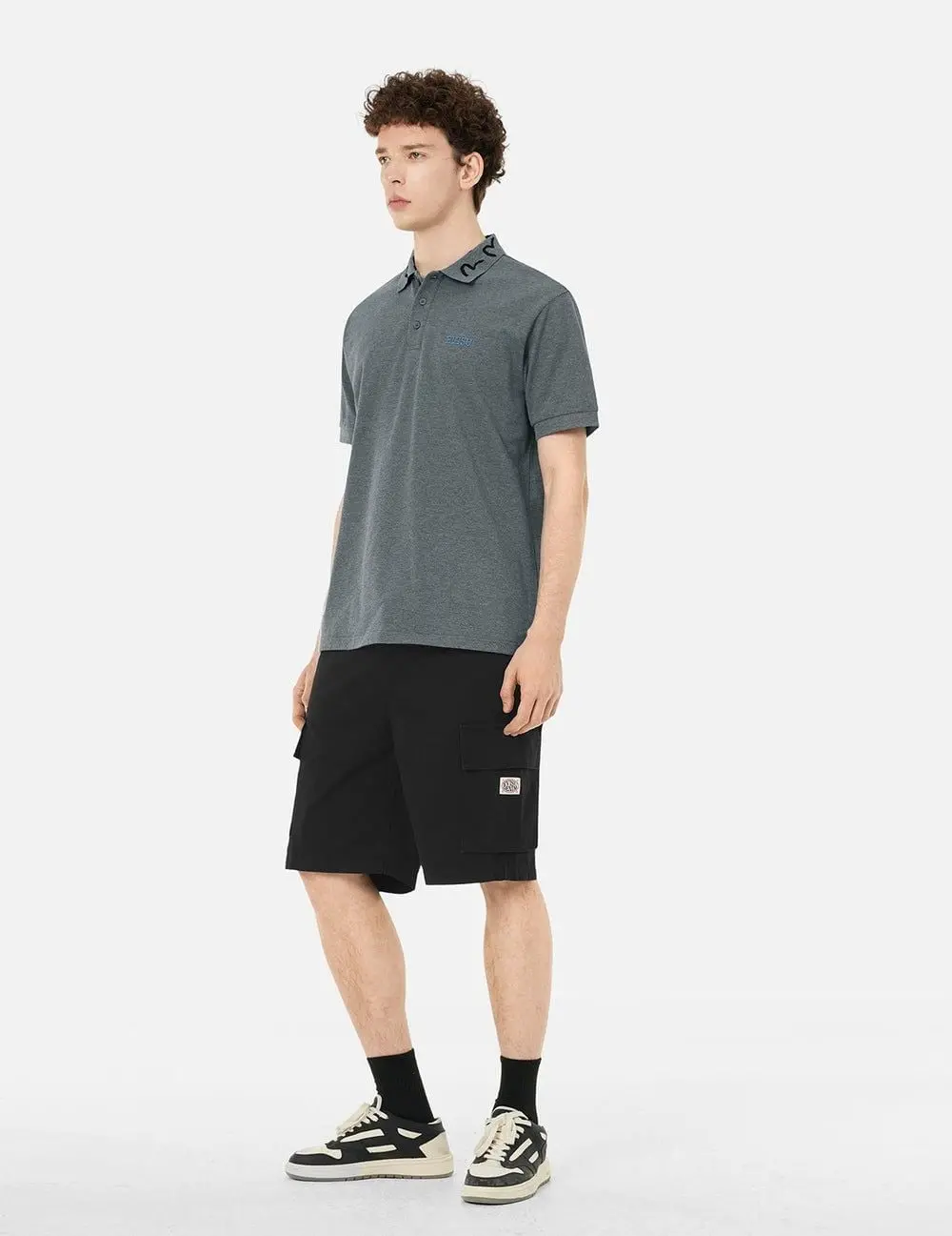 Alternative view of Áo Evisu Seagull Motif Collar Relax Polo 'Grey'