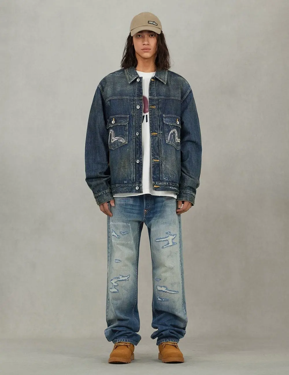Áo Evisu Washed Seagull Denim Jacket 'Indigo' 2EAHTM5DJ1002RXDN - Ảnh 5