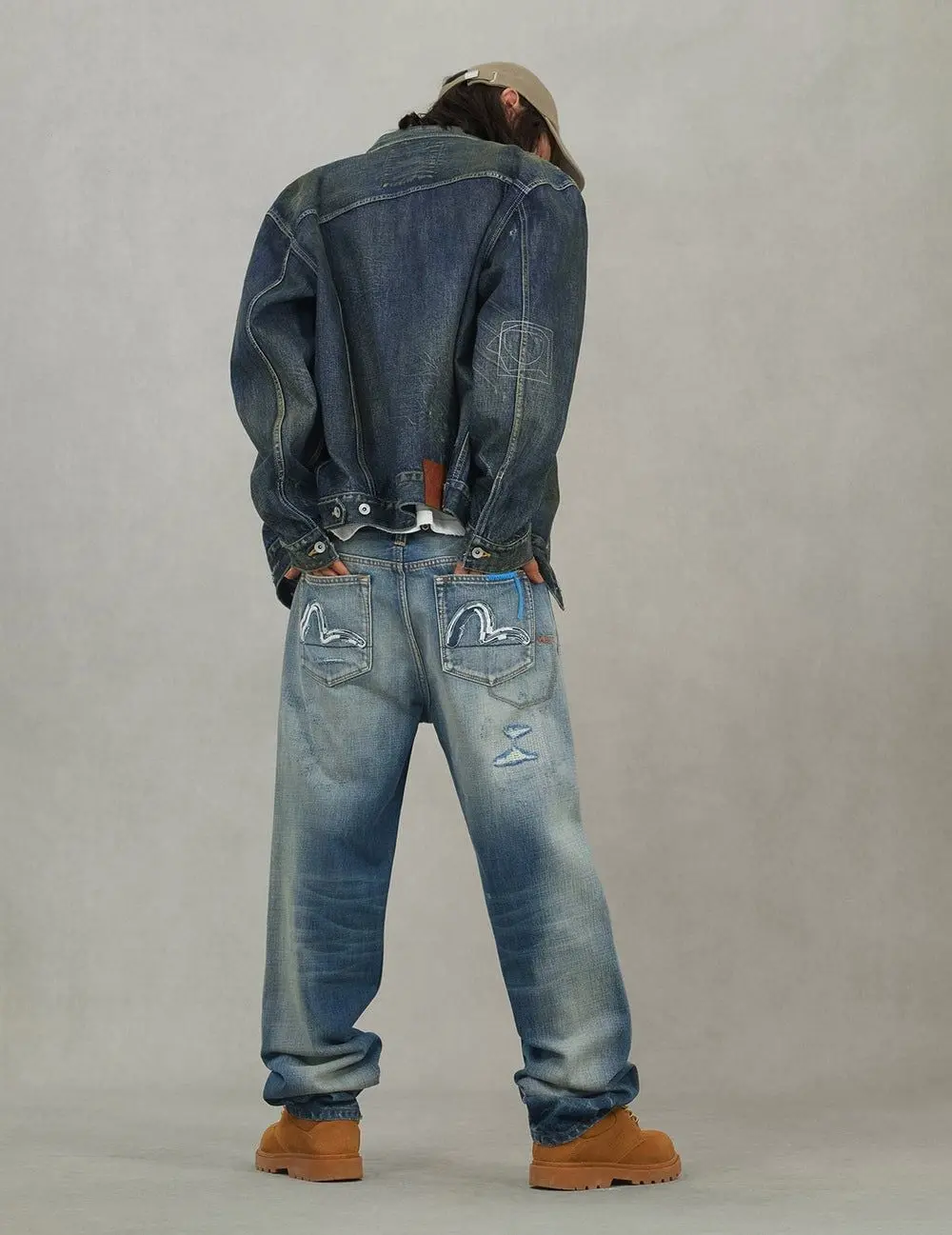 Áo Evisu Washed Seagull Denim Jacket 'Indigo' 2EAHTM5DJ1002RXDN - Ảnh 4
