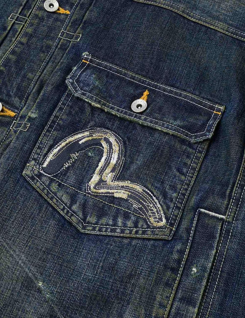 Alternative view of Áo Evisu Washed Seagull Denim Jacket 'Indigo' 2EAHTM5DJ1002RXDN