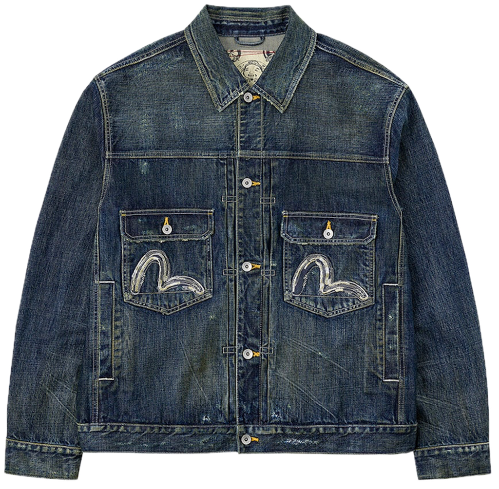 Áo Evisu Washed Seagull Denim Jacket 'Indigo' 2EAHTM5DJ1002RXDN