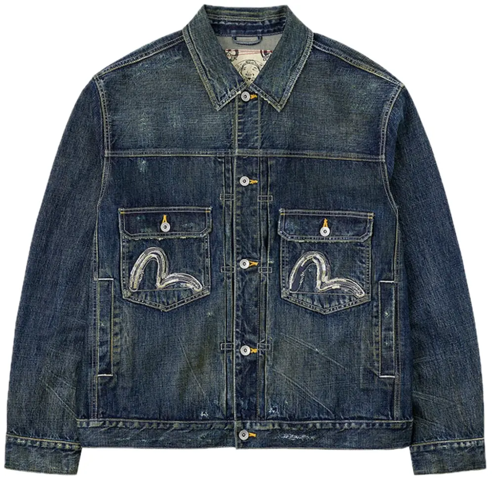 Áo Evisu Washed Seagull Denim Jacket 'Indigo' 2EAHTM5DJ1002RXDN