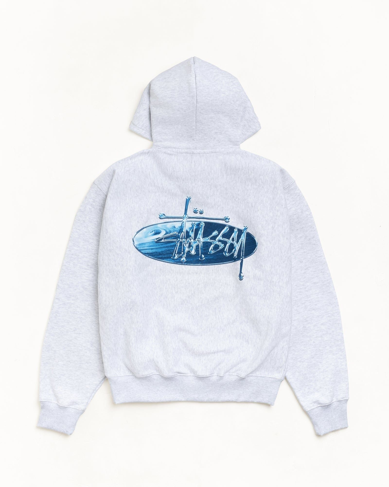 Alternative view of Áo Stussy Wave Oval Hoodie 'Grey' 1925181