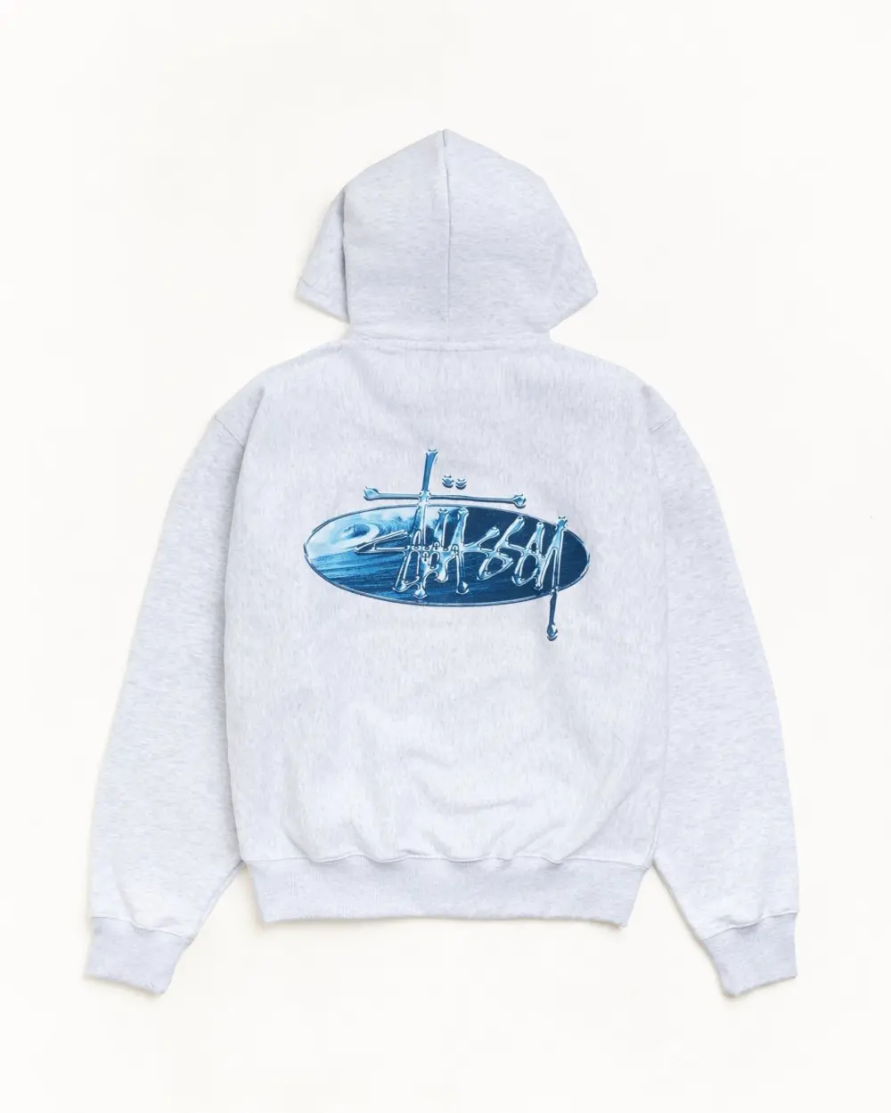 Alternative view of Áo Stussy Wave Oval Hoodie 'Grey' 1925181